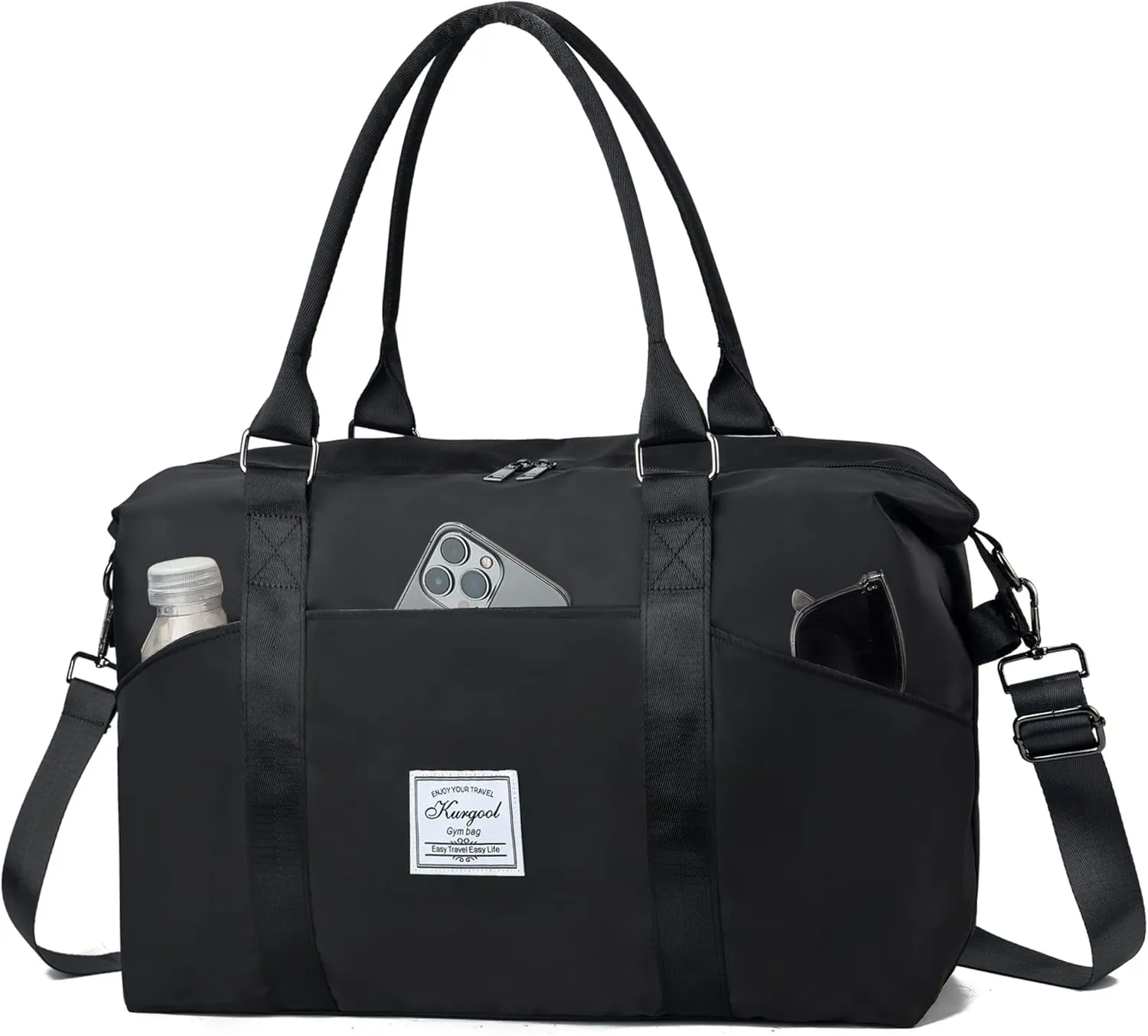 Gym Bag with Wet Pocket, Foldable Travel Duffle Bag Carry On Weekender Bags for Women, Waterproof Overnight Bag for Travel, Gym, Yoga