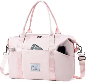 Gym Bag with Wet Pocket, Foldable Travel Duffle Bag Carry On Weekender Bags for Women, Waterproof Overnight Bag for Travel, Gym, Yoga