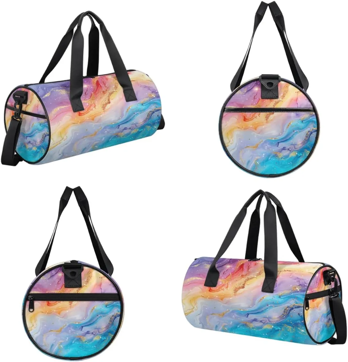 Gym Bags for Men Women Colorful Marble Pattern Sports Duffel Bags Carry On Travel Duffle Bag with Detachable Adjustable Shoulder Strap Overnight Weekender Bag