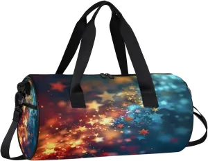 Gym Bags for Men Women Fairy Stars Sports Duffel Bags Carry On Travel Duffle Bag with Detachable Adjustable Shoulder Strap Overnight Weekender Bag