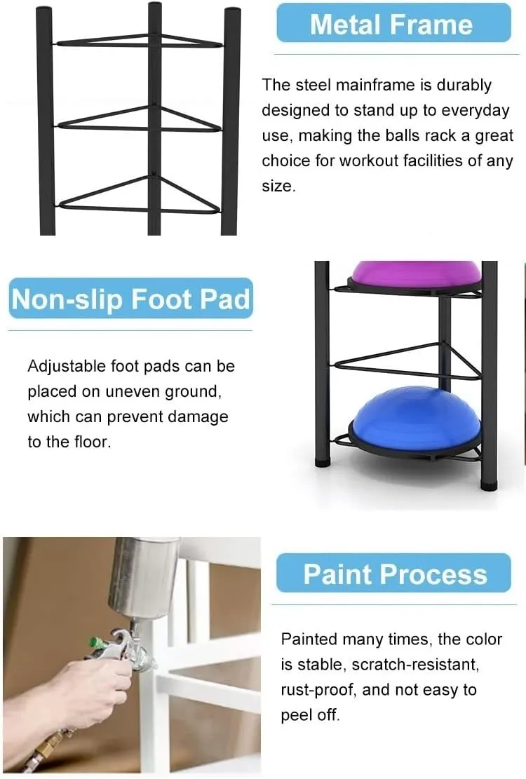 Half Balance Ball Storage Rack - Home Gym Workout Equipment 3/5/6/7 Tier Floor Stand Storage Organizer for Exercise Bosu, Slam, Bowling, and Medicine Balls