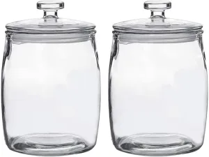 Half Gallon Glass Jars with Lid, Wide Mouth Cookie Jars Set of 2, Apothecary Jar for Candy, Glass Canisters for Kitchen Storage and Laundry Organization