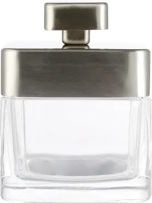 HALSTON H Glass Apothecary Cotton Jar – Elegant Bathroom Vanity Storage Container for Cotton Balls, Swabs & Beauty Essentials – Modern Clear Glass Organizer for Countertops