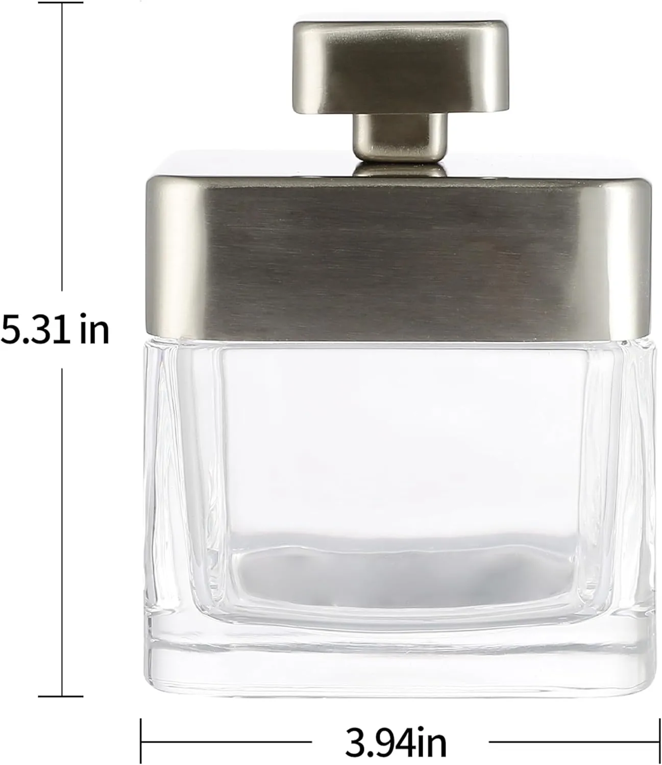 HALSTON H Glass Apothecary Cotton Jar – Elegant Bathroom Vanity Storage Container for Cotton Balls, Swabs & Beauty Essentials – Modern Clear Glass Organizer for Countertops