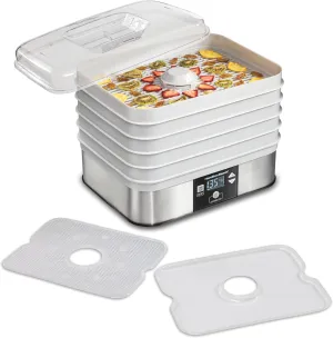 Hamilton Beach Digital Food Dehydrator for Fruit and Jerky, Vegetables and More, 5 Trays, Adjustable Temperature, 48 Hour Timer   Auto Shutoff, Grey (32100A)