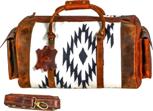 Handmade Premium Duffle Bag leather heavy duty Gym Sports Airplane Overnight Luggage Carry On Unisex Travel Rug Bag Wollen Bag Gift for His/Her (RUG DUFFLE BAG DESIGN_01)