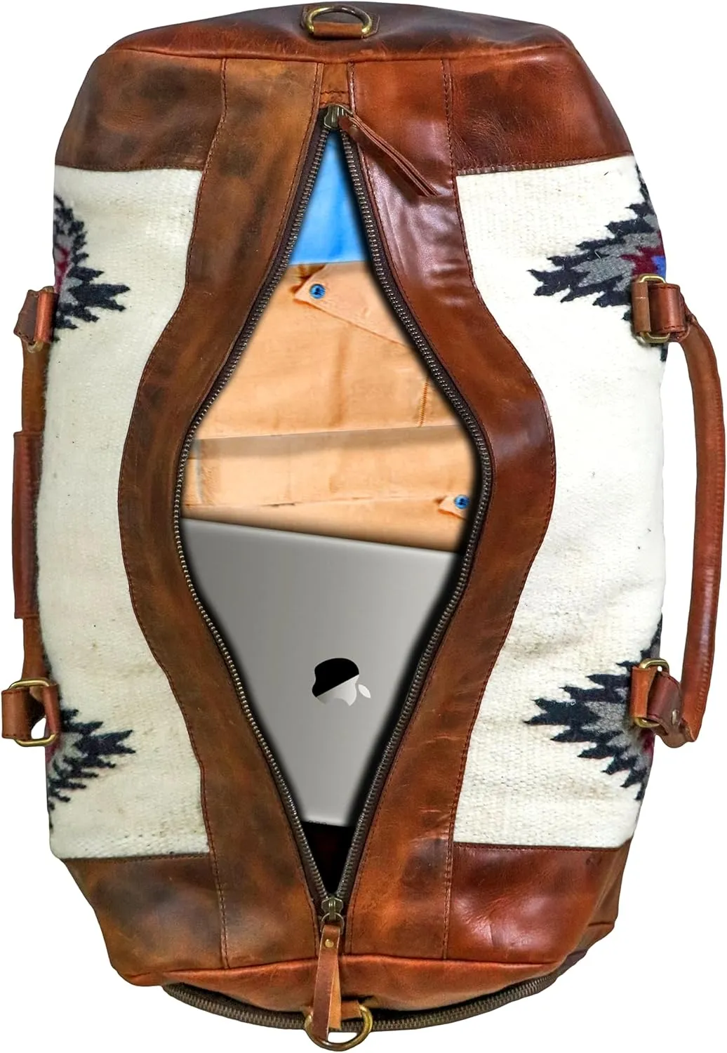 Handmade Premium Duffle Bag leather heavy duty Gym Sports Airplane Overnight Luggage Carry On Unisex Travel woven Rug Bag Wollen Bag Gift for His/Her (RUG DUFFLE BAG ARTICLE_02)