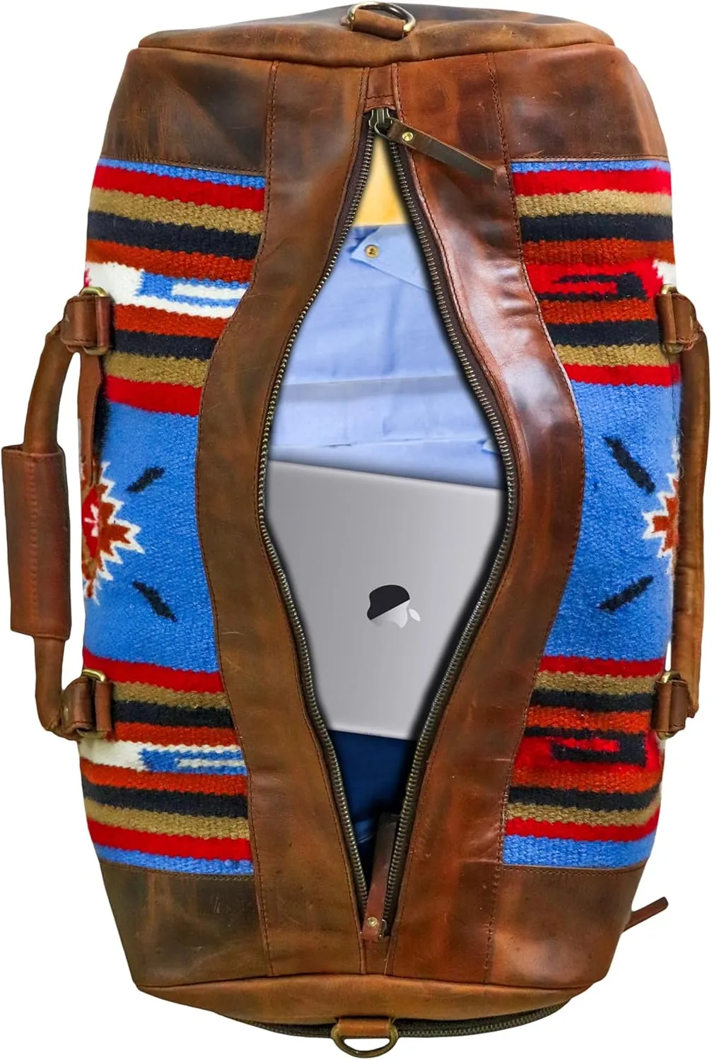 Handmade Premium Duffle Bag leather heavy duty Gym Sports Airplane Overnight Luggage Carry On Unisex Travel woven Rug Bag Wollen Hand Bag Gift for His/Her (RUG DUFFLE BAG STYLE_05)