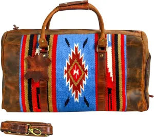 Handmade Premium Duffle Bag leather heavy duty Gym Sports Airplane Overnight Luggage Carry On Unisex Travel woven Rug Bag Wollen Hand Bag Gift for His/Her (RUG DUFFLE BAG STYLE_05)