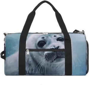 Harp Seal Painting Wallpaper Gym Bag for Men Women Water Resistant Duffle Bag Travel Lightweight Bag for Travel Sports