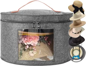 Hat Storage Box,Hat Boxes for Women Storage,Cowboy Hat Holder for Travel,Wide Brims Hat Carrier Case,Stuffed Animal Toy Organizer,Hat Box Closet Organizers and Storage,Hat Boxes for Men(Grey)