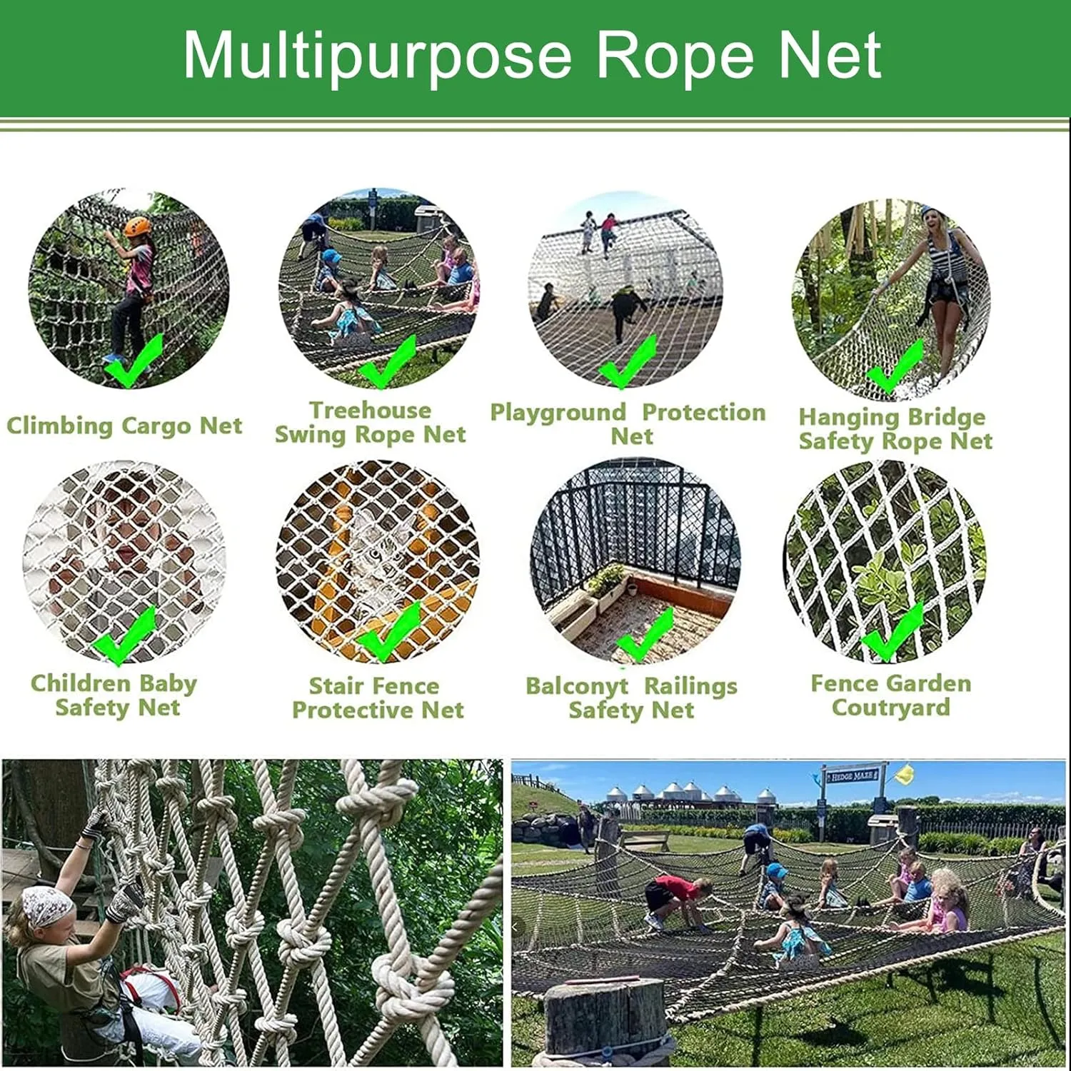 Heavy-Duty Climbing Net,Polyester Safety Net,Balcony Stairs Railing Protection Net,Climbing Wall, Indoor & Outdoor Decor Rope Net(Size:6.5FTx26.2FT)