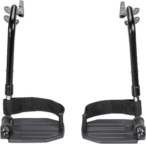 Heavy-Duty Wheelchair footrest Replacement,Economy Footrest for Bariatric Wheelchairs and Transport Chair, Aluminum Footplates and Heel Loops,Universal Swing Away Footrests, stdsf-tf(1 Pr, Black)