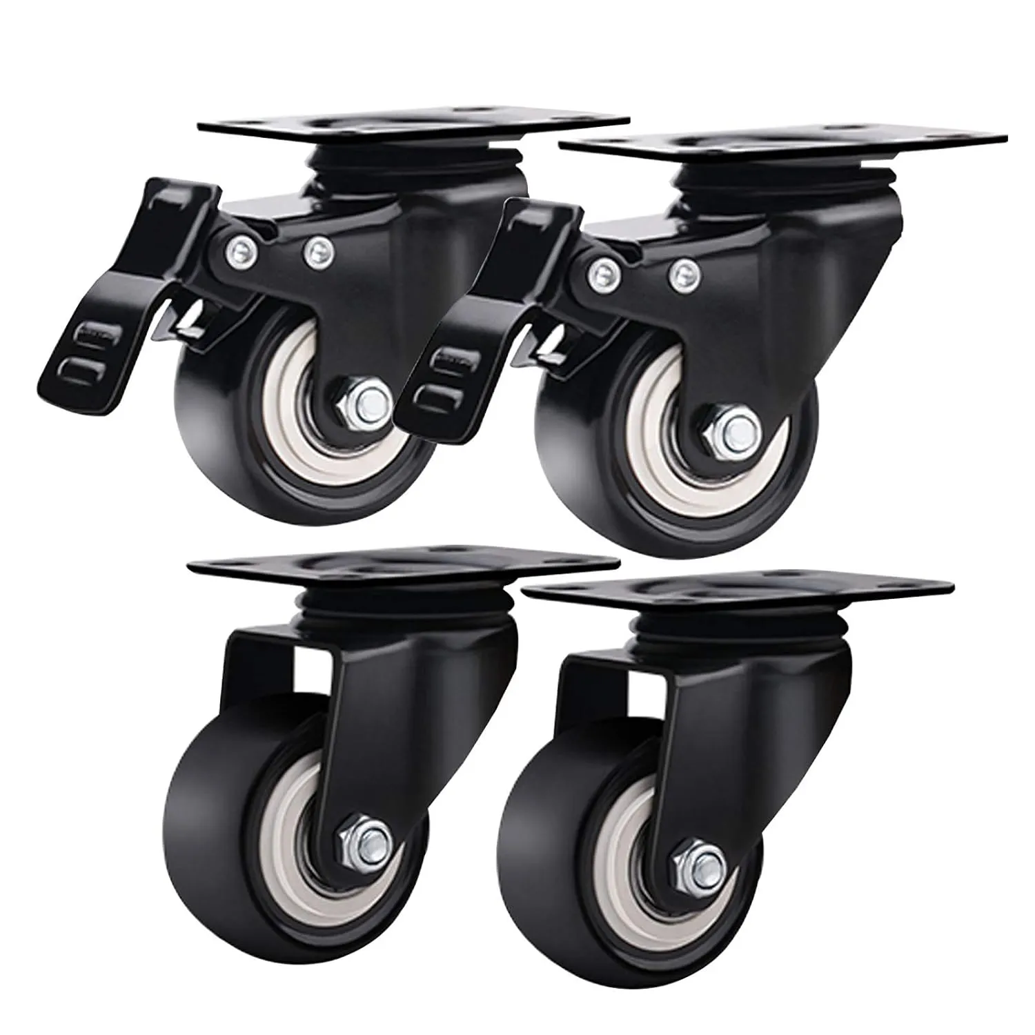 Heavy Duty Wheels, 4 Pcs Swivel Castor Wheel Trolley Furniture Caster Double Bearing Heavy Duty Castor Wheels Industrial Castors 60mm Total Height,for Trolleys,Coffee Tables,Sofas
