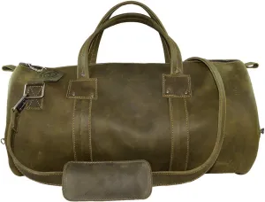 Hide & Drink, Luggage Duffle Bag with Detachable Shoulder Strap, Inner Keyring Holder, Messenger Bag, Travel Bag, Full Grain Leather, Handmade, Dark Jade