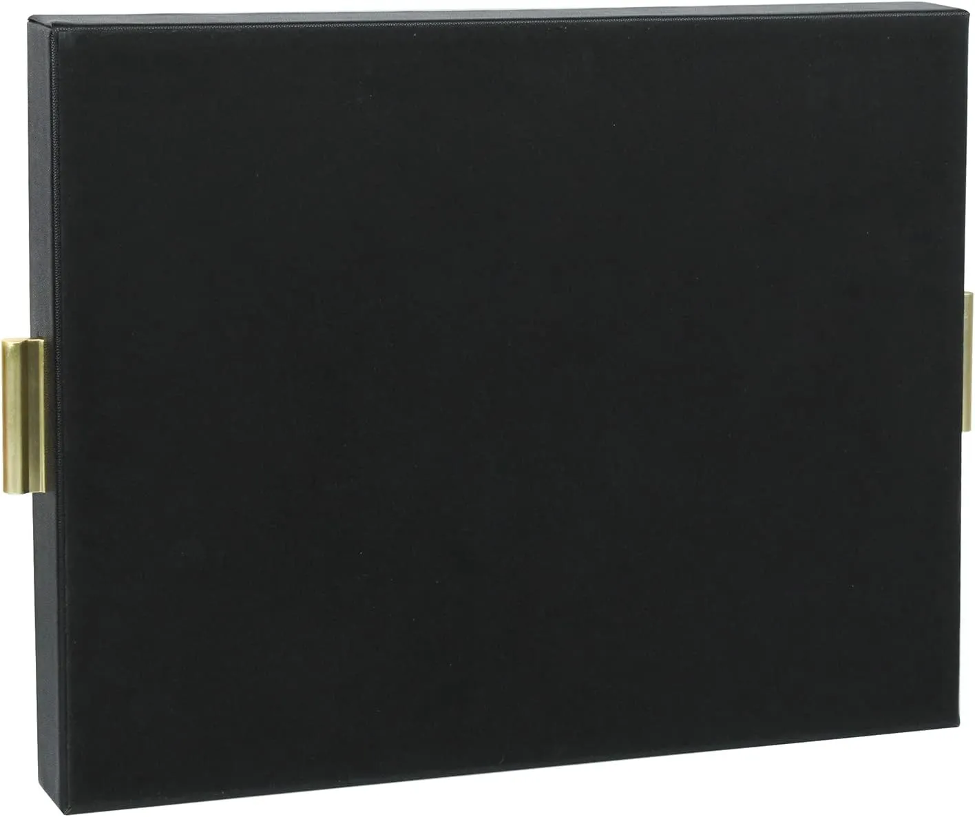 HofferRuffer Extra Large Serving Tray with Handles, Elegant Faux Leather Storage Decorative Tray for Coffee Table, Ottoman, Console Table, 20 x 16 x 2.2 inches (Black Tray Golden Handle)