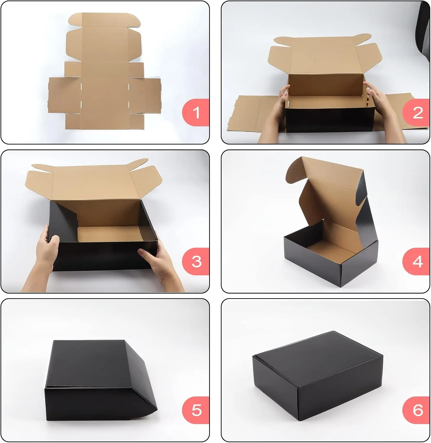 Hoikwo Medium Shipping Boxes for Mailing Shipping Packaging, Corrugated Cardboard Boxes for Packaging Small Business, (Black, 12x9x4-20 Pack)