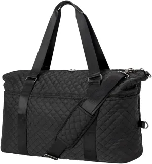 Holyluck Travel Duffle Bags for Women Weekender Overnight Bag, Carry On Travel Tote Hospital Bag for Labor and Delivery, Black