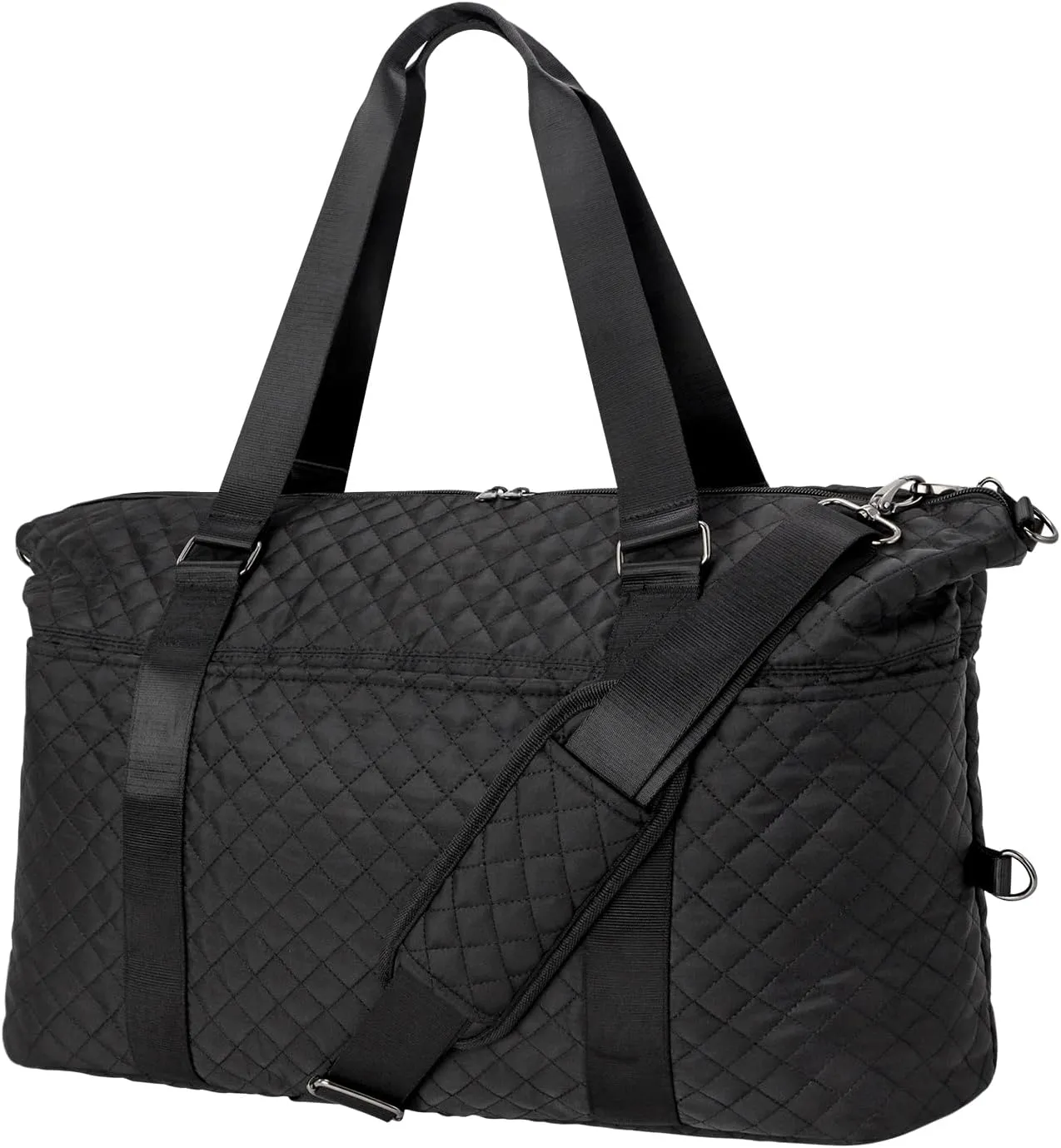 Holyluck Travel Duffle Bags for Women Weekender Overnight Bag, Carry On Travel Tote Hospital Bag for Labor and Delivery, Black