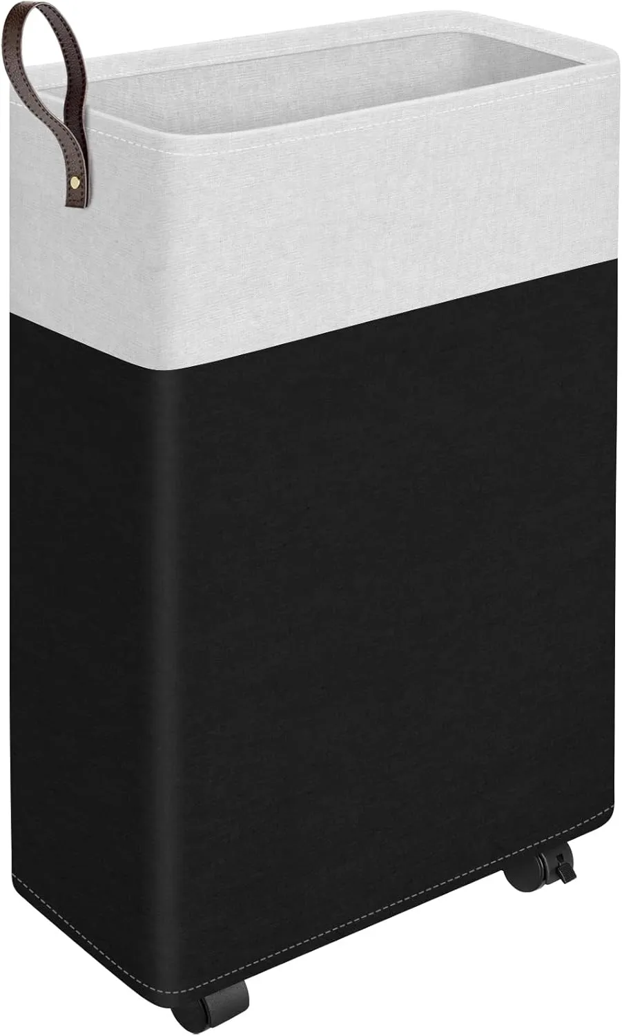 HomeHacks 50L Rolling Laundry Basket with Wheels, Collapsible & Waterproof Laundry Hamper, Mobile Clothes Hamper, Storage Laundry Bins with Handles for Laundry Room, Bedroom, Bathroom & Dorm, Black