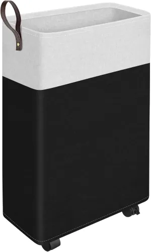HomeHacks 50L Rolling Laundry Basket with Wheels, Collapsible & Waterproof Laundry Hamper, Mobile Clothes Hamper, Storage Laundry Bins with Handles for Laundry Room, Bedroom, Bathroom & Dorm, Black