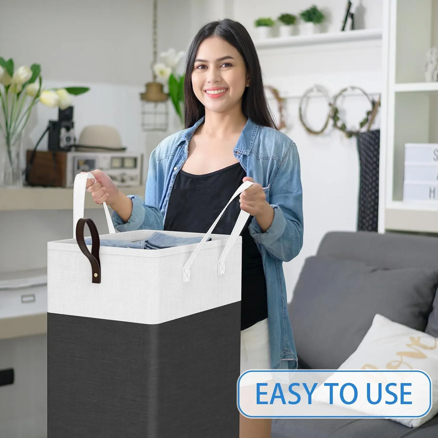 HomeHacks 75L Large - Capacity Rolling Laundry Basket, Laundry Hamper with 4 Smooth Wheels, Collapsible Waterproof Clothes Basket, Freestanding Hamper with Handles for Bedroom/Dorm/Laundry Room (Gray)