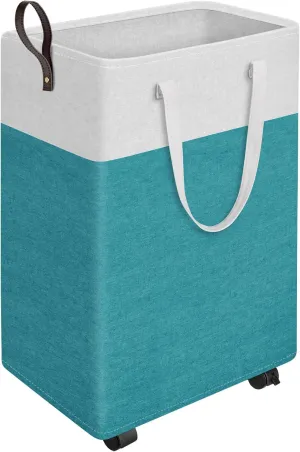 HomeHacks 75L Rolling Laundry Basket with Wheels, Collapsible & Waterproof Laundry Hamper, Mobile Clothes Hamper, Storage Laundry Bins with Handles for Laundry Room, Bedroom, Bathroom & Dorm, Green