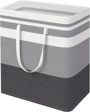 HomeHacks Large Laundry Basket, Waterproof, Freestanding Laundry Hamper, Collapsible Tall Clothes Hamper with Extended Handles for Clothes in The Dorm and Family-(Gradient Grey, 125L)