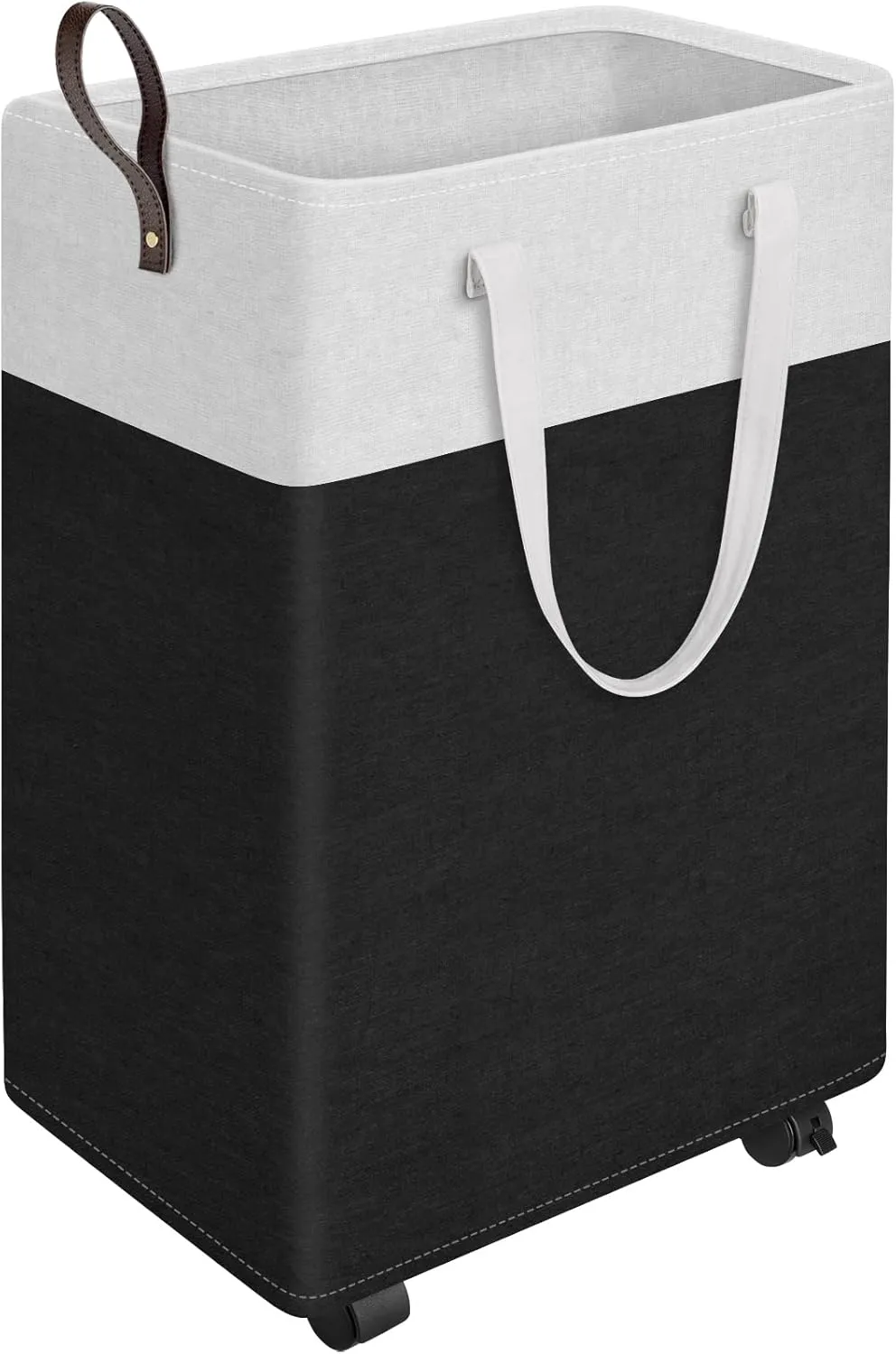 HomeHacks Laundry Basket with Wheels, Rolling Laundry Hamper, Collapsible & Waterproof Clothes Hamper, Narrow Corner Bins with Extended Handles for in the Family & Dorm 90L, Black
