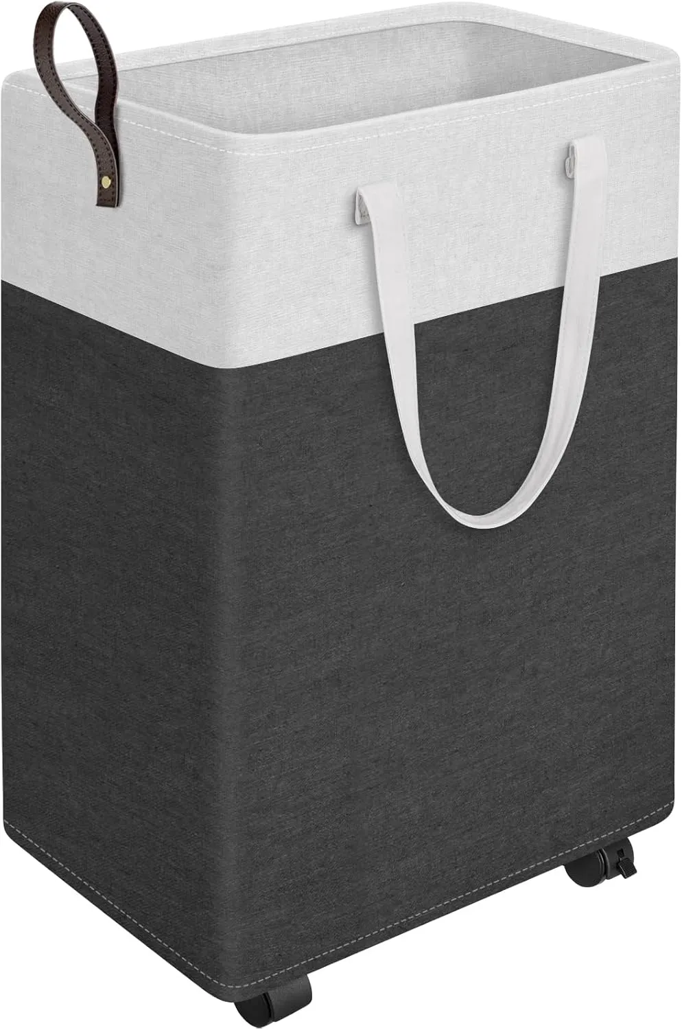 HomeHacks Laundry Basket with Wheels, Rolling Laundry Hamper, Collapsible & Waterproof Clothes Hamper, Narrow Corner Bins with Extended Handles in the Family & Dorm 90L,Grey)