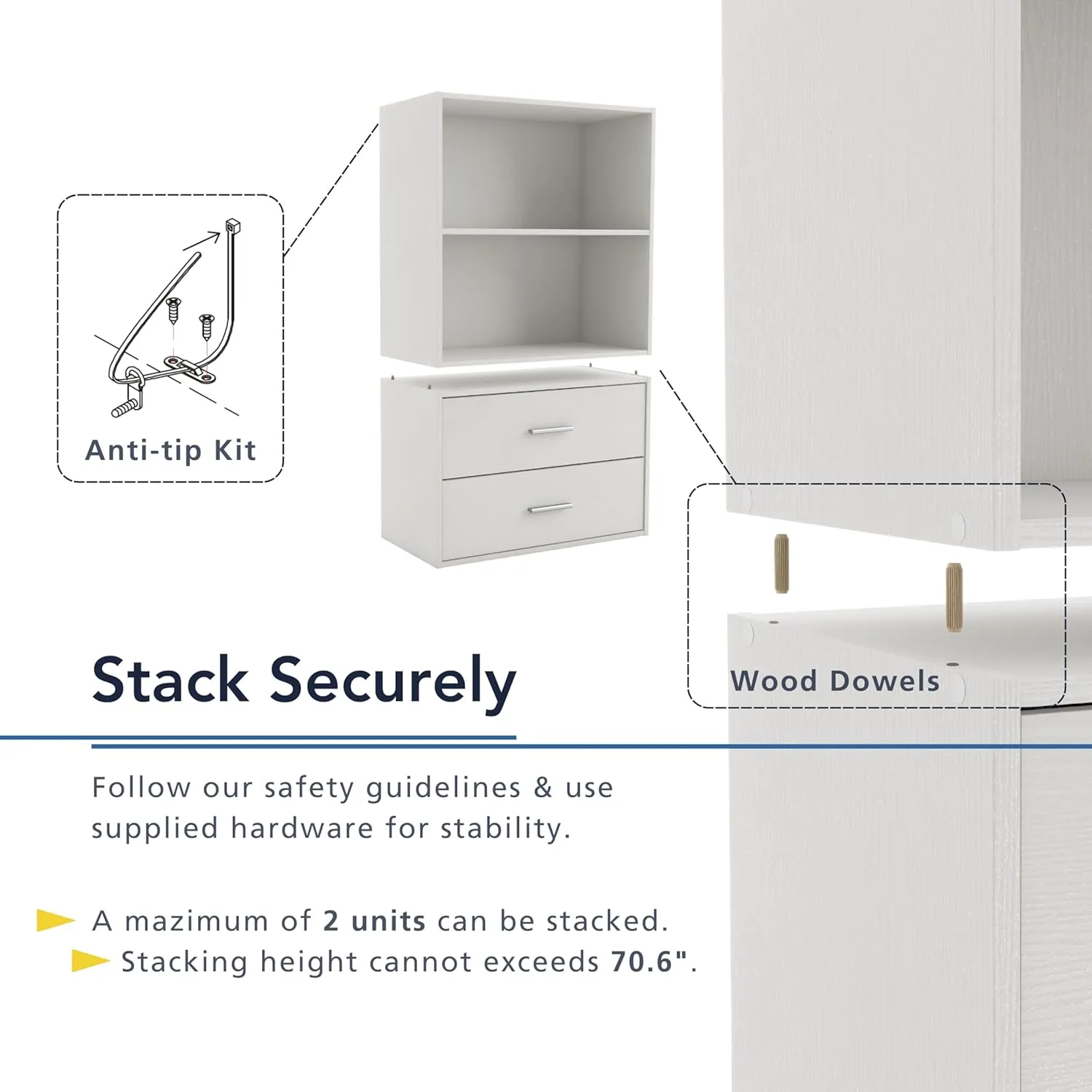 HOMES: INSIDE   OUT Apexa 2 Cube Storage Organizer Shelves, Stackable Wood Bookcase Fits Cubby Bins for Organization, Dorm Teen Room Decor & Home Office, White