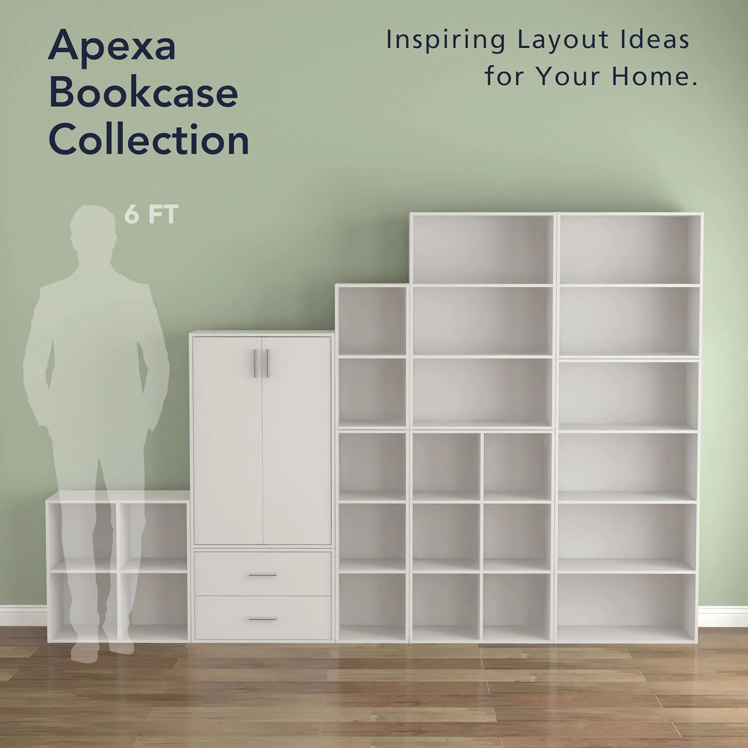 HOMES: INSIDE   OUT Apexa 2 Cube Storage Organizer Shelves, Stackable Wood Bookcase Fits Cubby Bins for Organization, Dorm Teen Room Decor & Home Office, White