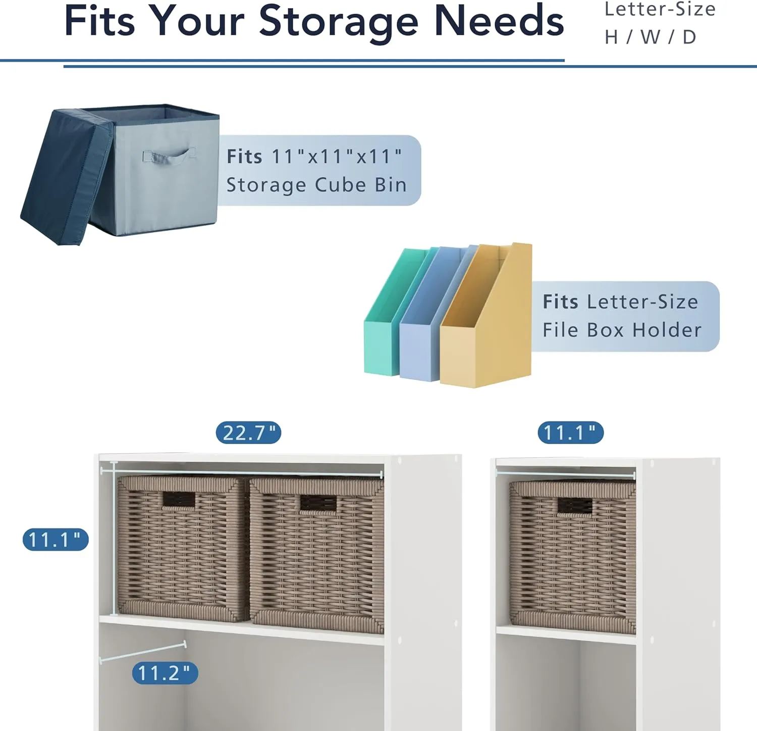 HOMES: INSIDE   OUT Apexa 2 Cube Storage Organizer Shelves, Stackable Wood Bookcase Fits Cubby Bins for Organization, Dorm Teen Room Decor & Home Office, White