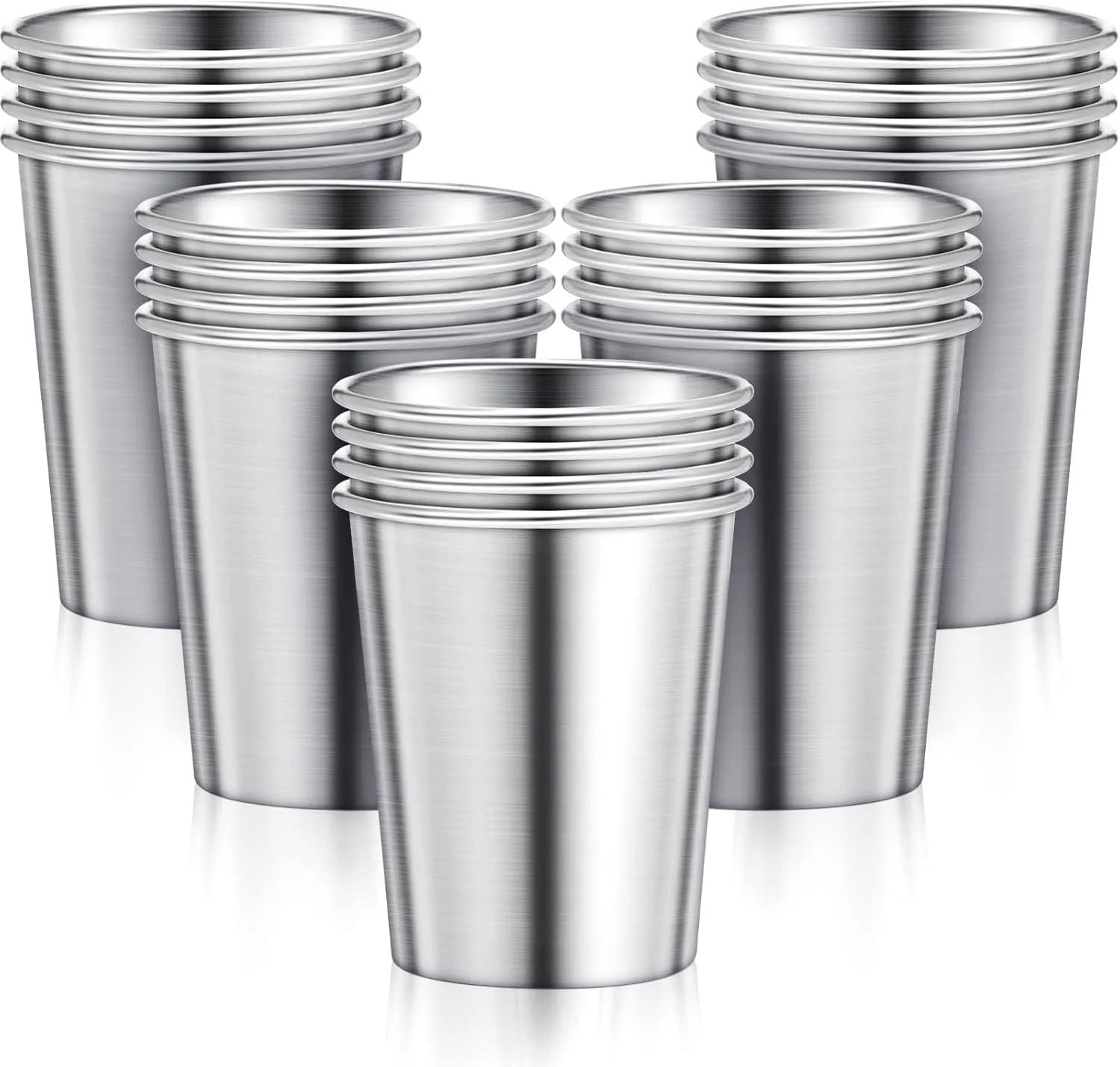 Honeydak 20 Pieces 8 oz Stainless Steel Pint Cups Unbreakable Water Tumblers Stackable Metal Mint Julep Cups Reusable Metal Glasses for Kids Travel Outdoor Camping Activities Home