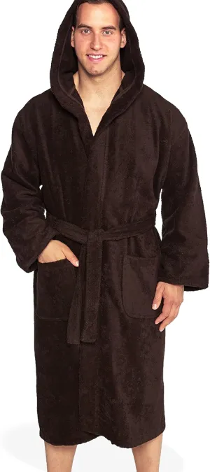 Hooded Terry Bathrobe Unisex, 100% Combed Pure Turkish Cotton, Made in Turkey