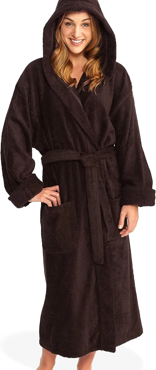 Hooded Terry Bathrobe Unisex, 100% Combed Pure Turkish Cotton, Made in Turkey