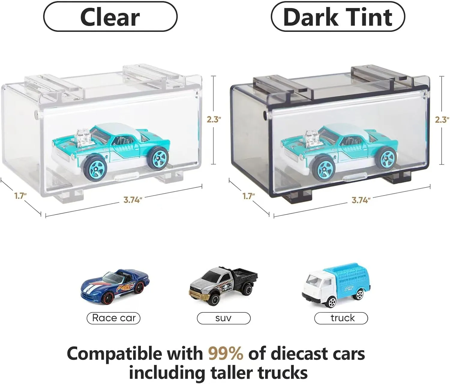 Hot Wheels Display Case: Stackable Toy Car Storage, Transparent Organizer for Matchbox & Hot Wheels 1/64 Scale Diecast Cars (16 Packs, Clear Case Only)