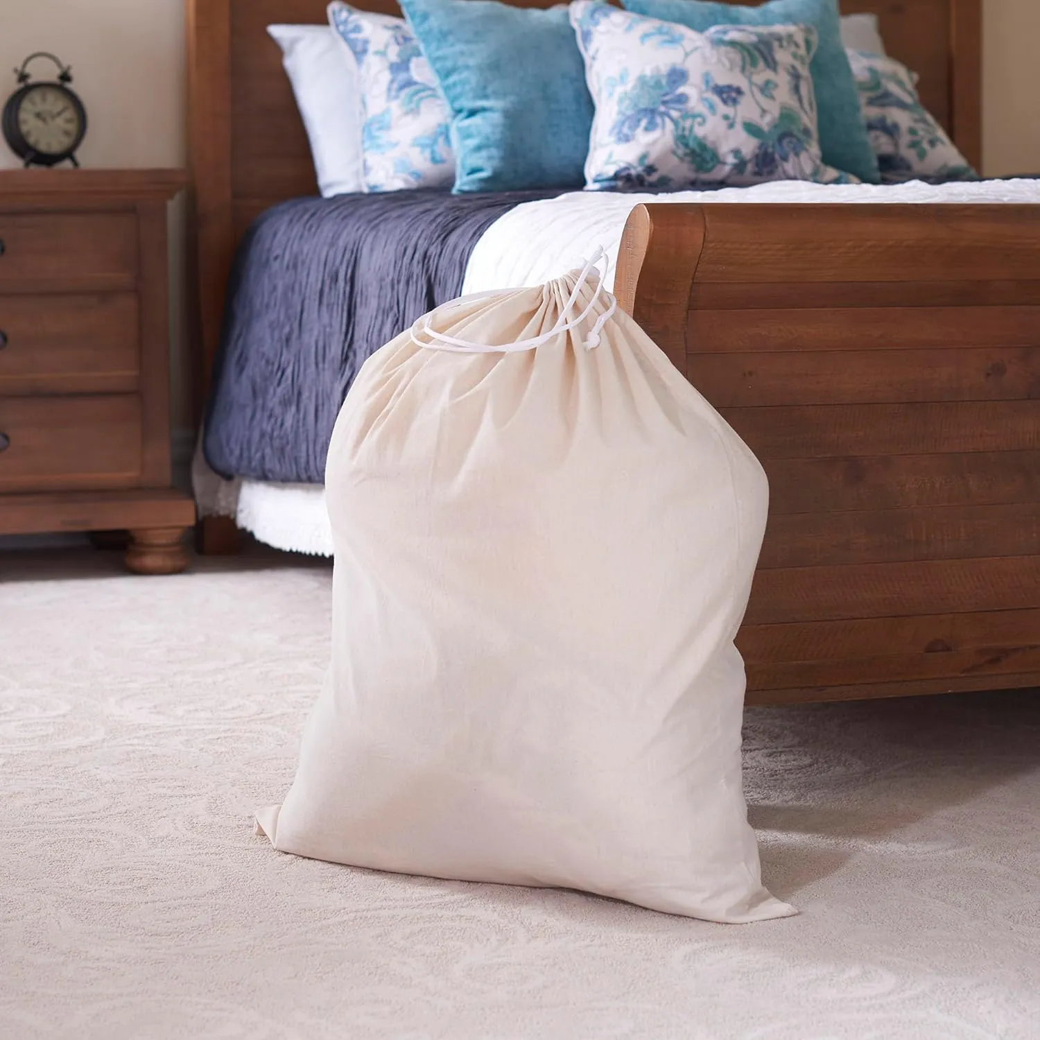 Household Essentials 120 Extra Large Natural Cotton Laundry Bag | Beige