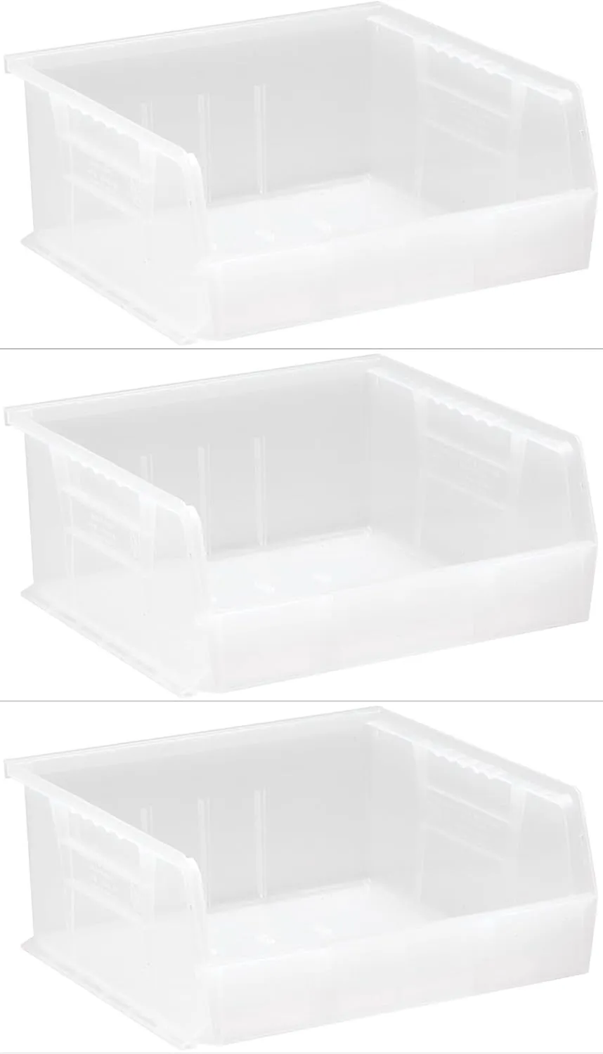 Hudson Exchange 11" x 11" x 5" (3 Pack) Plastic Stackable Storage Bin and Hanging Container, Clear