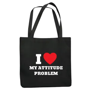 I love my attitude problem humor sarcasm Navy Black Multicolor Canvas Tote Bag
