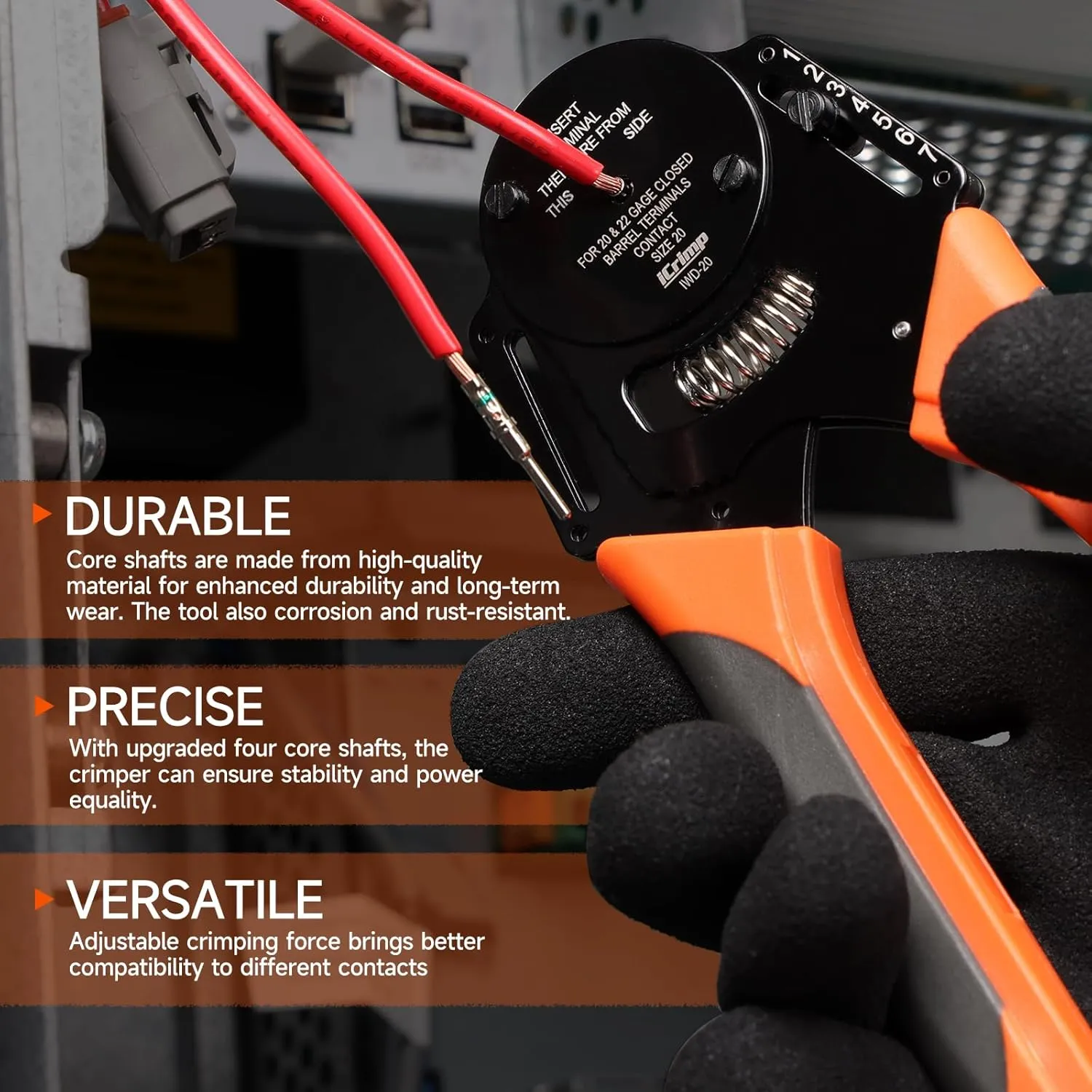 iCrimp Closed Barrel Crimper 4 way Indents,8 Impressions for Deutsch Solid Contacts gage 20&22(IWD-20)