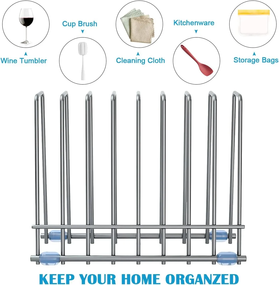 IDEATECH Reusable Storage Bags Rack, Drying Rack for Storage Bags, Stainless Stand for Reusable Storage Bags, File Organizer Desktop Storage Book Shelf (Grey)