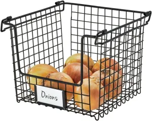iDesign Classico Storage Basket with Handles for Pantry, Kitchen, Bathroom, Countertop, and Desk Organization, Stackable-Medium