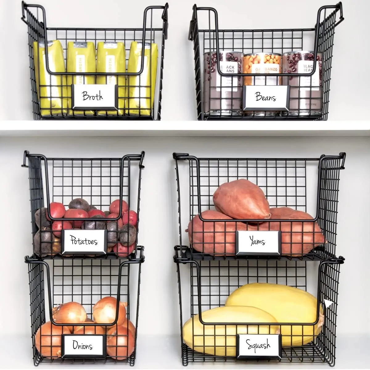 iDesign Classico Storage Basket with Handles for Pantry, Kitchen, Bathroom, Countertop, and Desk Organization, Stackable-Medium