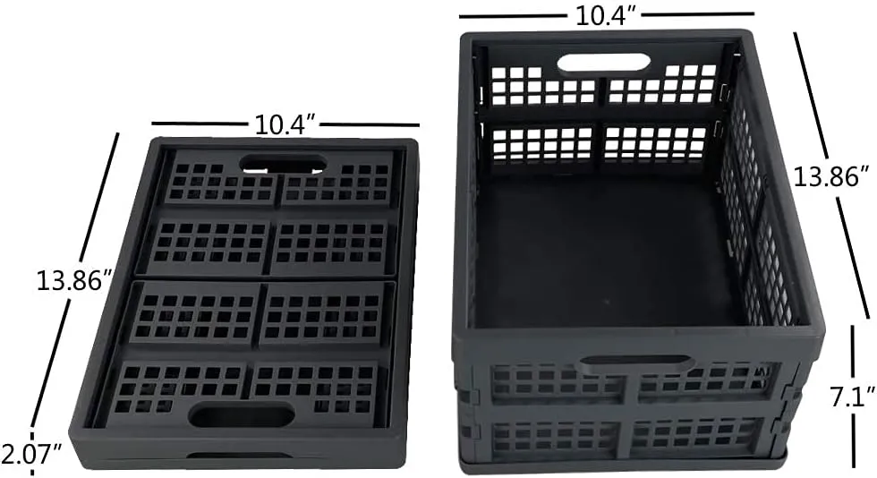 Idotry 3-PACK 15 L Plastic Stacking Folding Storage Crates, Stackable Collapsible Storage Basket
