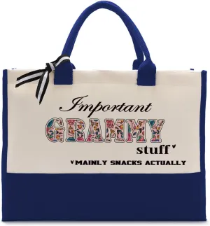 Important Grammy Stuff Bag, Canvas Tote Bag for Gifting, Grammy Gift Utility Tote, Shoulder Beach Bag, Women Cotton Canvas Handbags, Grammy Birthday Gift, Mother's Day for Her Mom Grammy Grandma C1