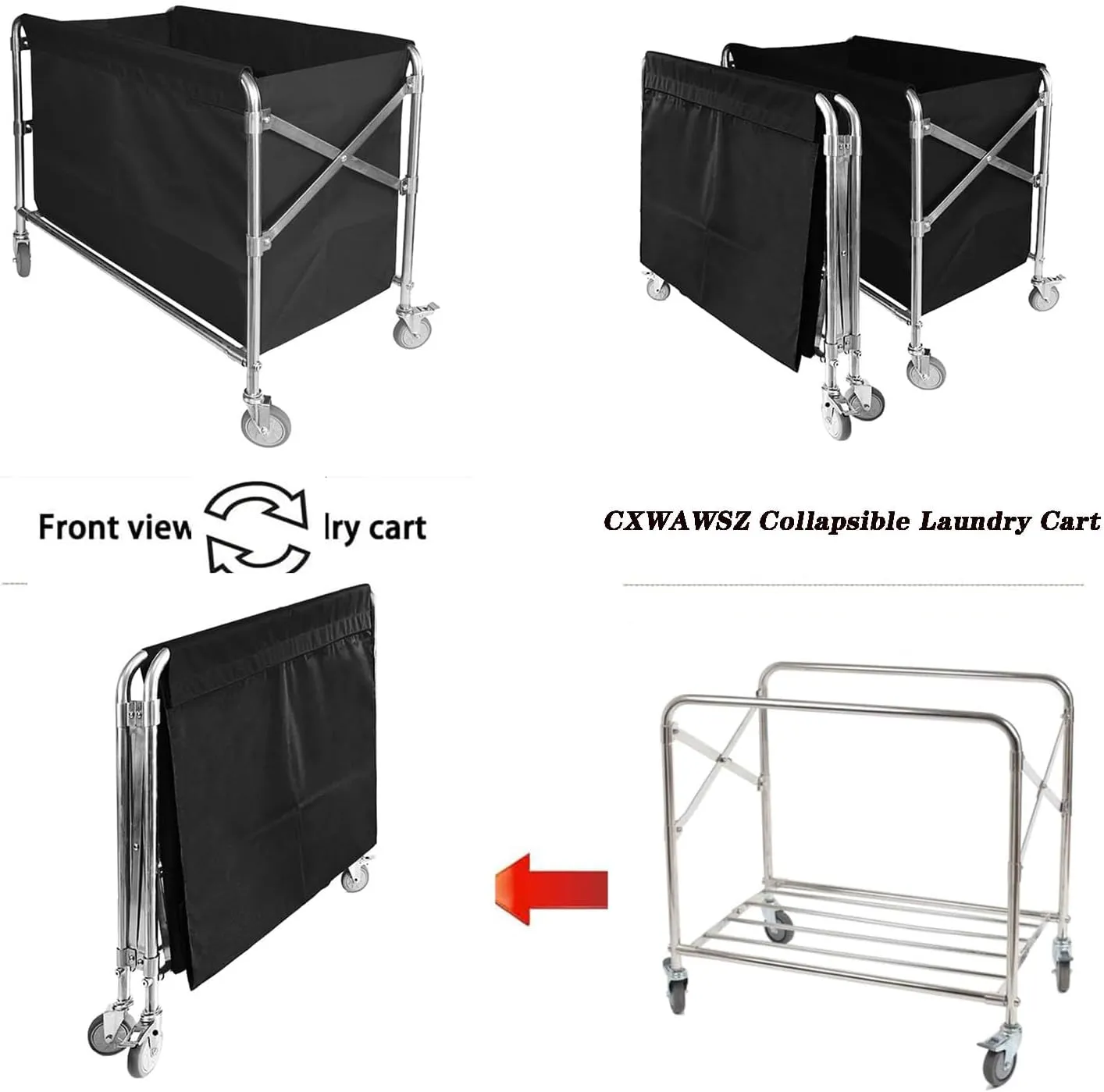Industrial Laundry Cart with Wheel 12 Bushel (400l) Commercial Collapsible Laundry Hamper Large Heavy Duty Rolling Laundry Basket Waterproof Laundry Trucks for Home Organizer Storage