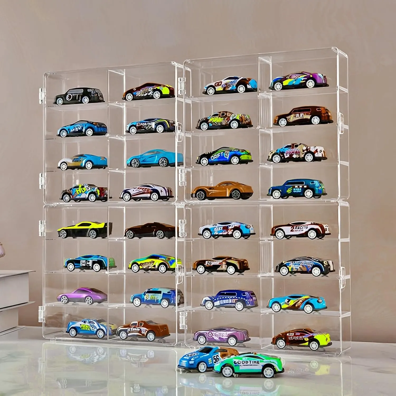 inout 1/64 Toy Car Display Case Compatible with Hot Wheels,Clear Acrylic Hot Wheels Display Case,Matchbox Car Storage Box,hot Wheels Storage Case with Dust Cover