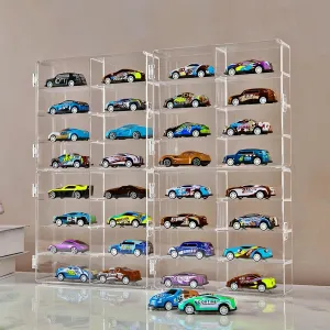 inout 1/64 Toy Car Display Case Compatible with Hot Wheels,Clear Acrylic Hot Wheels Display Case,Matchbox Car Storage Box,hot Wheels Storage Case with Dust Cover