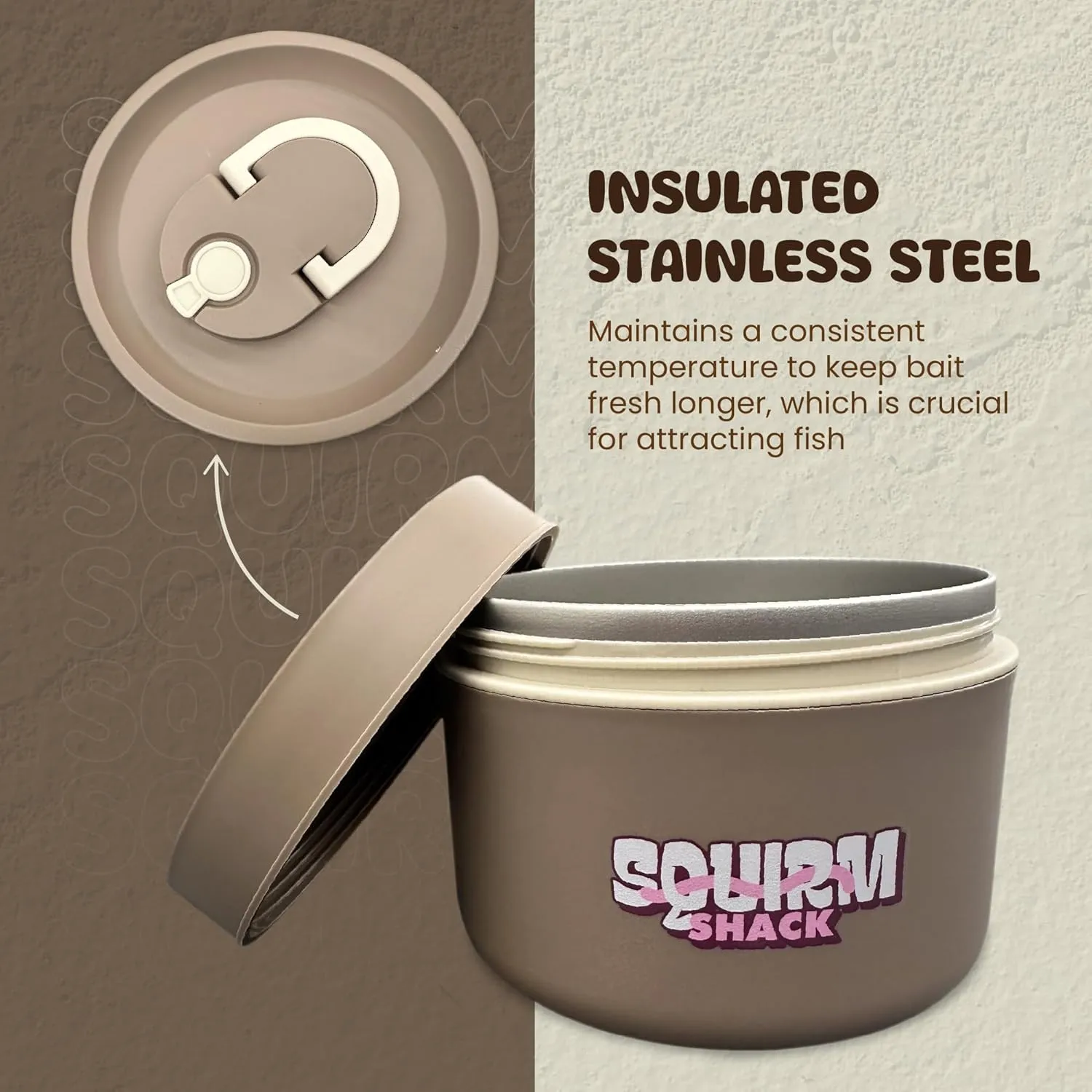 Insulated Live Bait Storage - Stainless Steel, Compact, Durable, Keeps Bait Fresh and Alive (Original)